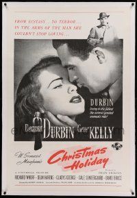 9f042 CHRISTMAS HOLIDAY linen military 1sh R50s Deanna Durbin & Gene Kelly, W. Somerset Maugham!