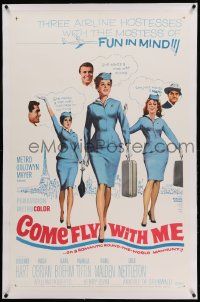 9f046 COME FLY WITH ME linen 1sh '63 sexy airline hostesses in a romantic round-the-world manhunt!