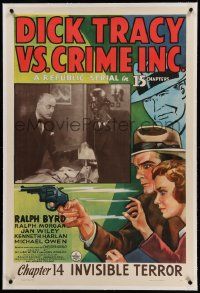 9f062 DICK TRACY VS. CRIME INC. linen chapter 14 1sh '41 art of Ralph Byrd, Lucifer in inset photo!