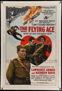 9f082 FLYING ACE linen 1sh '26 cool all-black aviation, greatest airplane thriller ever produced!
