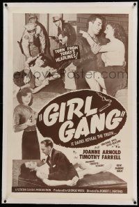9f092 GIRL GANG linen 1sh '54 teen girls become heroin/pot addicts & steal to finance their habit!
