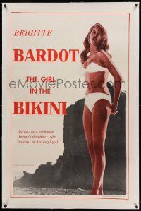 9f094 GIRL IN THE BIKINI linen 1sh '58 sexy full-length Brigitte Bardot in skimpy swimsuit!