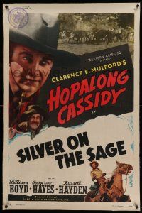 9f112 HOPALONG CASSIDY style B linen 1sh '47 William Boyd starring in Silver on the Sage!