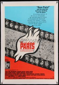 9f122 IS PARIS BURNING linen 1sh '66 Rene Clement's Paris brule-t-il, World War II all-star cast!