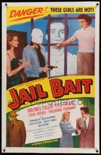9f124 JAIL BAIT linen 1sh '54 Ed Wood cult classic, dangerous Dolores Fuller, Steve Reeves, rare!