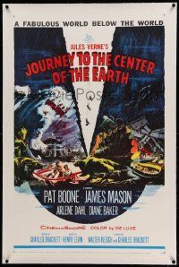 9f128 JOURNEY TO THE CENTER OF THE EARTH linen 1sh '59 Jules Verne's fabulous world below the world!