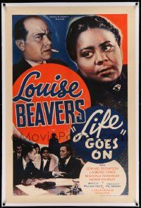 9f141 LIFE GOES ON linen 1sh '38 Louise Beavers' lawyer son defends his murderer brother, rare!