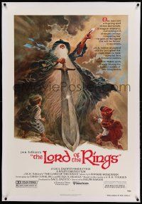 9f146 LORD OF THE RINGS linen 1sh '78 Ralph Bakshi cartoon from J.R.R. Tolkien, Tom Jung art!