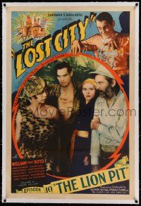 9f147 LOST CITY linen chapter 10 1sh '35 cool jungle sci-fi serial starring William Stage Boyd!