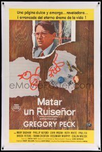 9f255 TO KILL A MOCKINGBIRD linen Spanish/U.S. 1sh '63 Gregory Peck classic, Harper Lee's famous novel!