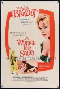 9f278 WOMAN LIKE SATAN linen 1sh '59 La Femme et le Pantin, Brigitte Bardot, a special kind of Hell!