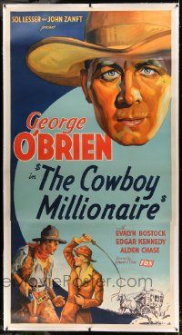 9g021 COWBOY MILLIONAIRE linen 3sh '35 dude ranch owner George O'Brien loves English Evalyn Bostock!