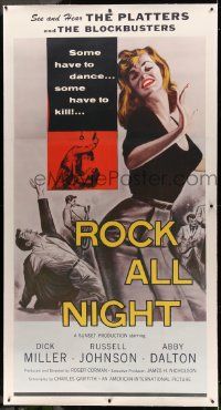 9g037 ROCK ALL NIGHT linen 3sh '57 some have to dance... some have to kill, sexy rock & roll art!