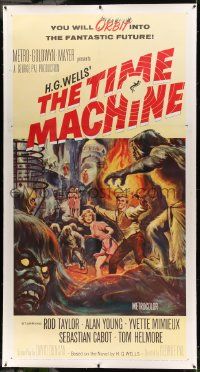 9g039 TIME MACHINE linen 3sh '60 H.G. Wells, George Pal, great Reynold Brown sci-fi artwork!