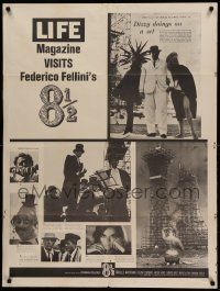 9g280 8 1/2 Life Magazine 30x40 '63 Fellini classic, Mastroianni, Dizzy doings on a set, rare!