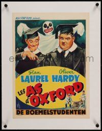 9g082 CHUMP AT OXFORD linen Belgian R50s different Hurel art of Laurel & Hardy with ghost behind!