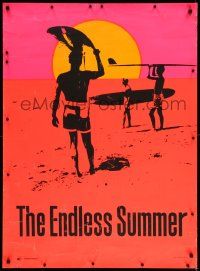 9g320 ENDLESS SUMMER 29x40 commercial poster '67 Bruce Brown surfing classic, cool day-glo art!