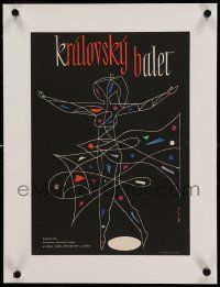 9g094 BOLSHOI BALLET linen Czech 12x16 '61 different Jan Kubicek art of colorful dancer!