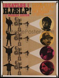 9g052 HELP linen Danish '66 The Beatles, John, Paul, George & Ringo c/u & by projector, ultra rare!