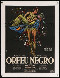 9g112 BLACK ORPHEUS linen French 23x31 R61 Marcel Camus' Orfeu Negro, best art by Georges Allard!