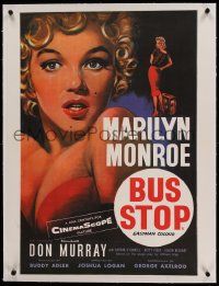 9g113 BUS STOP linen French 24x32 R80s best different Chantrell art of sexy Marilyn Monroe, rare!
