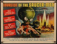 9g222 INVASION OF THE SAUCER MEN 1/2sh '57 classic art of cabbage head aliens & sexy girl!
