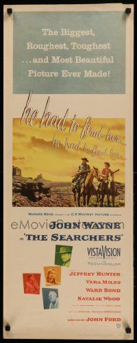 9g253 SEARCHERS insert '56 classic art of John Wayne & Jeff Hunter in Monument Valley, John Ford