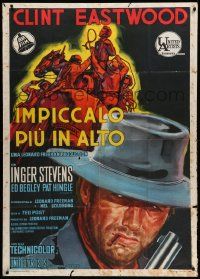 9g288 HANG 'EM HIGH Italian 1p '68 cool different art of Clint Eastwood with gun & cigar!