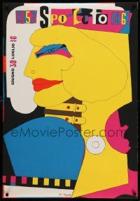 9g317 1957 SPOLETO 1967 28x40 Italian film festival poster '67 colorful Richard Lindner art!