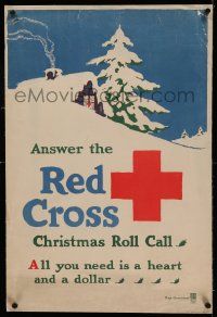 9g158 ANSWER THE RED CROSS linen 20x30 WWI war poster 1918 all you need is a heart and a dollar!