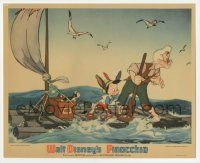 9h135 PINOCCHIO 8x10 LC '40 Disney classic cartoon, c/u as donkey on raft with Gepetto & Figaro!