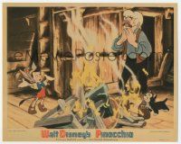 9h136 PINOCCHIO 8x10 LC '40 Disney classic cartoon, standing around fire with Gepetto & Figaro!