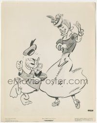 9h202 SALUDOS AMIGOS 8x10 key book still '43 Donald Duck dancing with girl wearing fruit hat!