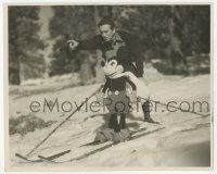 9h204 WALT DISNEY 8x10 still '33 he's teaching a huge stuffed Mickey Mouse how to ski!