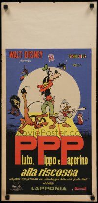 9h092 PLUTO, PIPPO E PAPERINO ALLA RISCOSSA Italian locandina '59 great Disney cartoon montage!