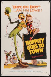 9h016 MR. BUG GOES TO TOWN linen 1sh R59 Dave Fleischer full-length musical comedy cartoon, Hoppity!