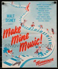 9h049 MAKE MINE MUSIC pressbook '46 Walt Disney full-length feature cartoon, cool musical art!