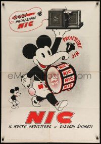 9h091 NIC 28x40 Italian advertising poster '33 two great images of Mickey Mouse selling projector!