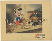 9h032 PINOCCHIO 11x14 standee '40 Disney classic cartoon, his finger's on fire by Figaro on table!