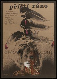 9j129 MORNING AFTER Czech 11x16 '88 Sidney Lumet, wild art of Jane Fonda by Karel Teissig!