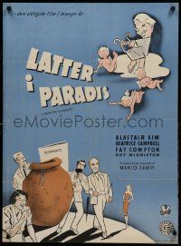 9j213 LAUGHTER IN PARADISE Danish '51 Alastair Sim does wacky things to get inheritance, Stilling!