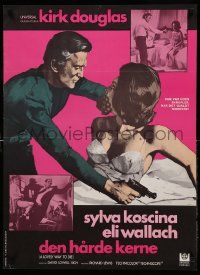 9j218 LOVELY WAY TO DIE Danish '68 great art & images of Kirk Douglas romancing Sylva Koscina!