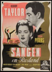 9j233 SONG OF RUSSIA Danish '47 great romantic c/u art of Robert Taylor & Commie Susan Peters!