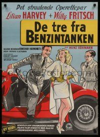9j237 THREE GOOD FRIENDS Danish R54 Lilian Harvey, Willy Fritsch, art of top cast & cool car!
