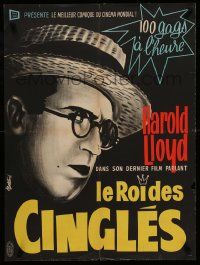 9j905 MOVIE CRAZY French 22x30 R50s completely different art of funnyman Harold Lloyd by Bertrand!