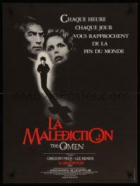 9j916 OMEN French 23x31 '76 Gregory Peck, Lee Remick, Satanic horror, inverted cross!