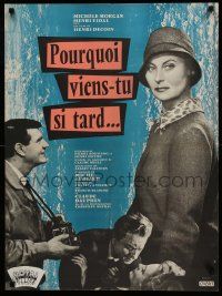 9j925 POURQUOI VIENS-TU SI TARD French 23x31 '59 art of Michele Morgan & Vidal,Why Do You Come Late!