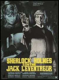 9j947 STUDY IN TERROR French 23x31 '66 Neville as Holmes by Mascii, original caped crusader!