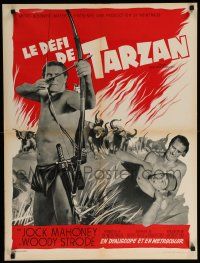 9j950 TARZAN'S THREE CHALLENGES French 24x32 '63 Edgar Rice Burroughs, Jock Mahoney with bow!