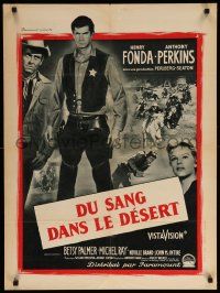 9j955 TIN STAR French 24x32 '58 different cowboys Henry Fonda & Anthony Perkins!